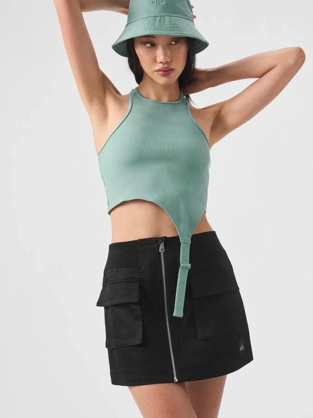 NWT ALO Yoga Night Out Cargo Mini Skirt Black Size M